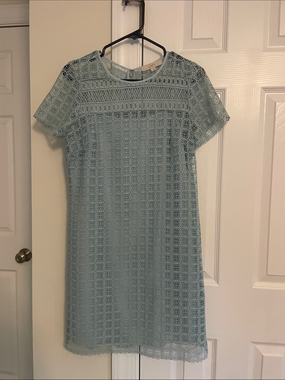 LOFT Pale Blue Lace Shift Mini Dress
